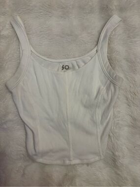 SO White Ribbed Tank Top